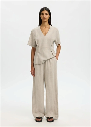 Mariam ss linen blend top Nature Stripe Selected Femme